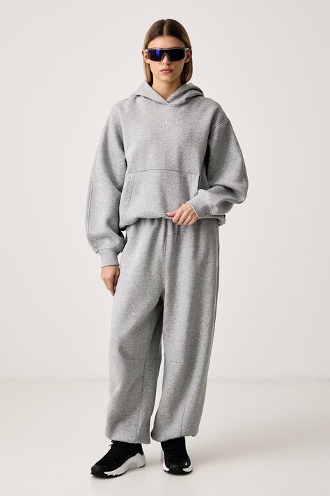Jordan Spodnie dresowe damskie z bawełną Brooklyn szare regular waist IM7314.063