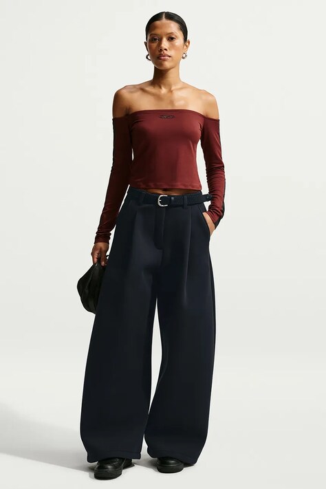 Nike Sportswear Spodnie wide leg damskie z modalem czarne regular waist IX7062.010