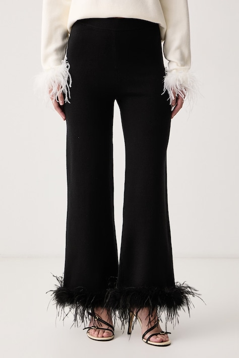 Never Fully Dressed Spodnie dresowe damskie z wiskozą czarne high waist NFDKN1014