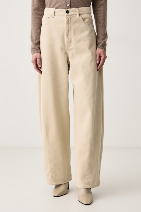 Weekend Max Mara Spodnie damskie bawełniane WKDORDINE beżowe 2625136072