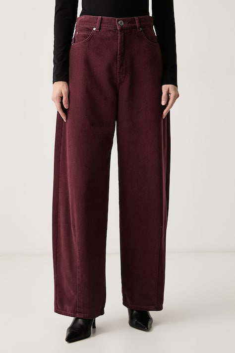 Weekend Max Mara Spodnie damskie bawełniane WKDORDINE bordowe 2625136072