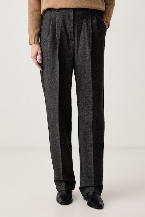 Weekend Max Mara Spodnie damskie wełniane WKISTADIO szare high waist 2625136013600