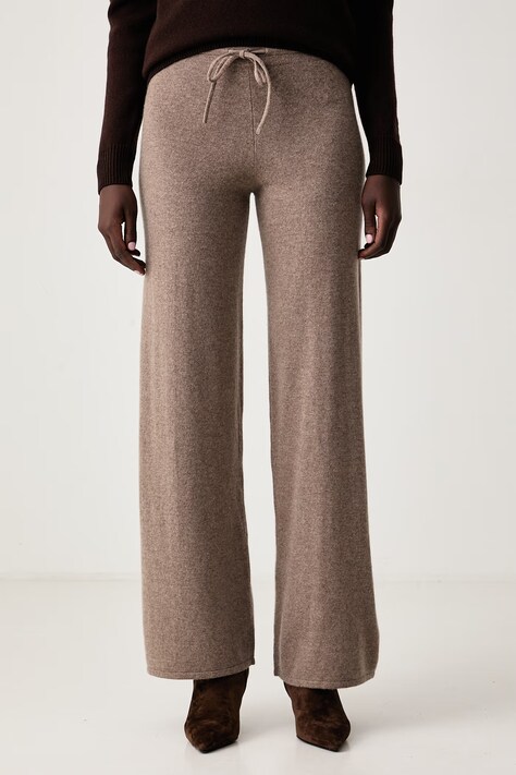 MC2 Saint Barth Spodnie dresowe damskie kaszmirowe brązowe high waist CBN0003