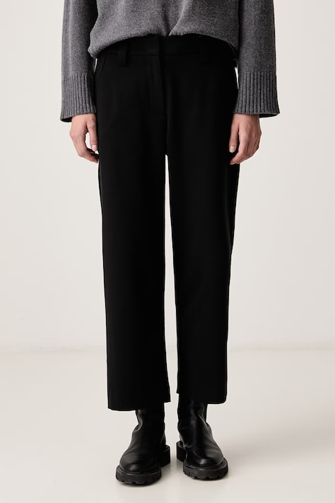Marc O'Polo Spodnie garniturowe damskie z bawełną czarne high waist 5000009481