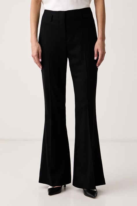 La Mania Spodnie flare damskie wełniane NOTTE czarne high waist NOTTE