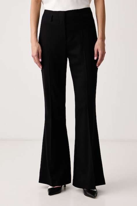 La Mania Spodnie flare damskie wełniane NOTTE czarne high waist NOTTE