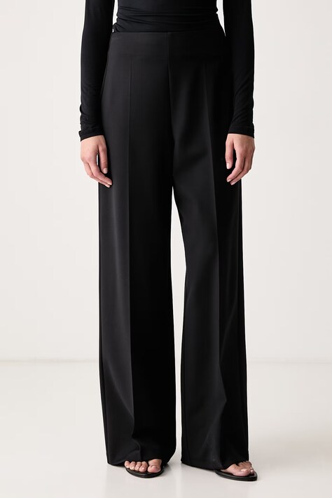 Le Privé Spodnie garniturowe damskie z wiskozą LISON TROUSERS NOIR czarne high waist LP00844