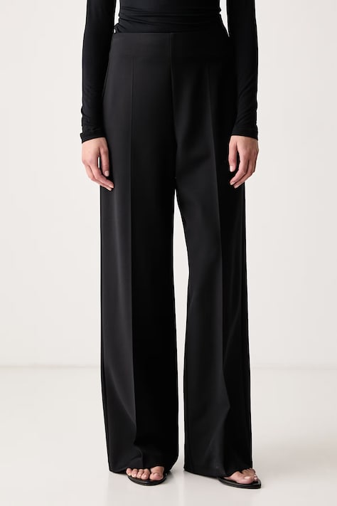 Le Privé Spodnie garniturowe damskie z wiskozą LISON TROUSERS NOIR czarne high waist LP00844