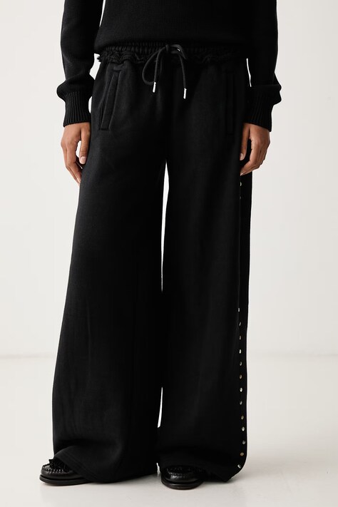 The Ragged Priest Spodnie dresowe damskie z bawełną czarne high waist RPAW261048JS