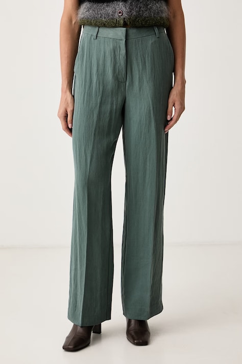 Scotch & Soda Spodnie straight damskie z lyocellem Edie zielone high waist ULH01705F