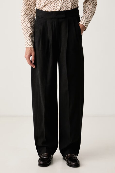 Scotch & Soda Spodnie damskie z lyocellem Quinn czarne high waist ULH01704F