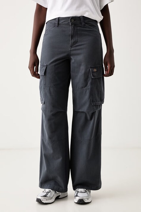 Dickies Spodnie cargo damskie bawełniane szare high waist DK0A8C2J0CH1