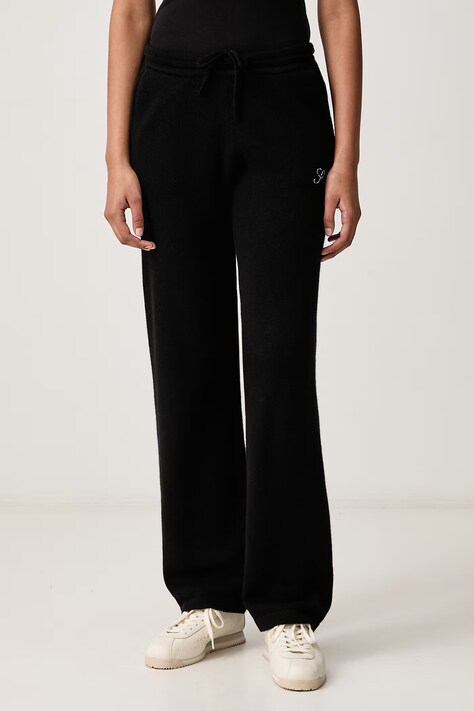 Sporty & Rich S Logo spodnie dresowe z kaszmirem damskie czarne regular waist PA02782327BA01