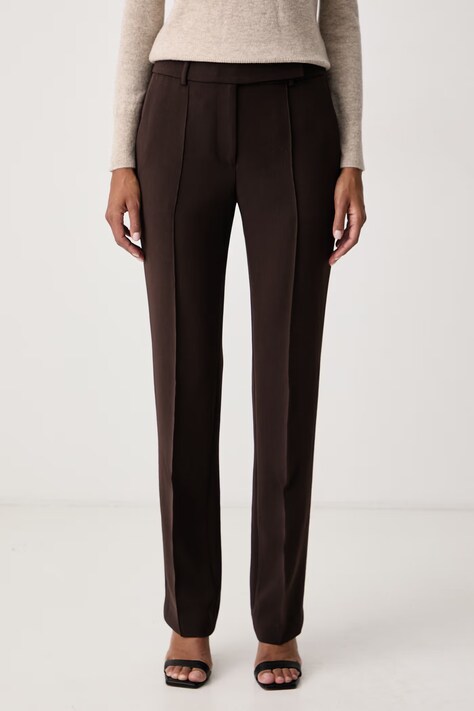 MICHAEL Michael Kors Spodnie damskie z acetatem brązowe high waist MF630KOKNZ