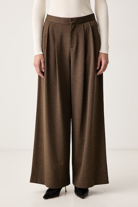 Isabelle Blanche Spodnie damskie z wełną brązowe high waist IS26FW-P199-T019