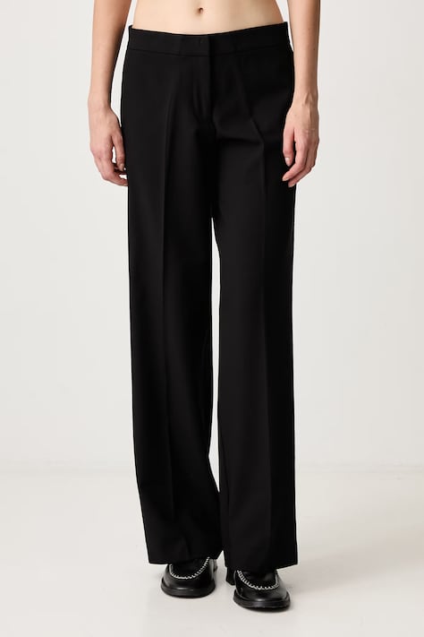 WRSTBHVR EILIKA spodnie z wiskozą damskie czarne regular waist W8026AM