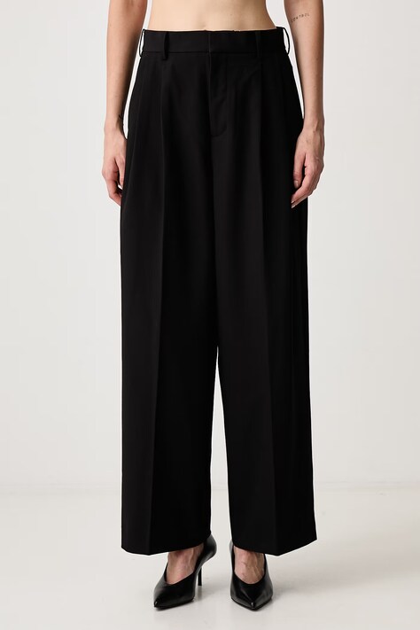 WRSTBHVR NARO spodnie garniturowe z wiskozą damskie czarne high waist U8026AM