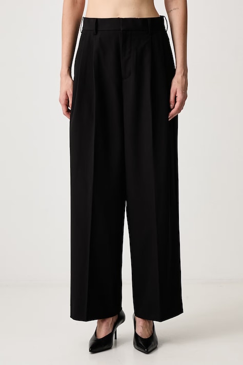 WRSTBHVR NARO spodnie garniturowe z wiskozą damskie czarne high waist U8026AM