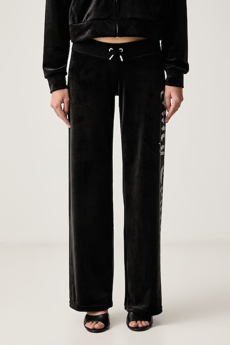 Juicy Couture Donji dio trenirke za žene OLD GOTHIC OG STRAIGHT crni visoki struk JCWBJ226334