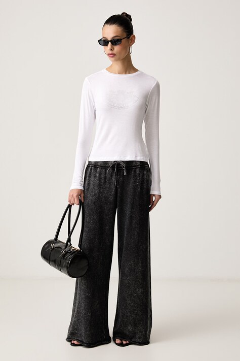 Juicy Couture спортивні штани жіночі з бавовною ANNEN APPLIQUE WIDE LEG — фото 2