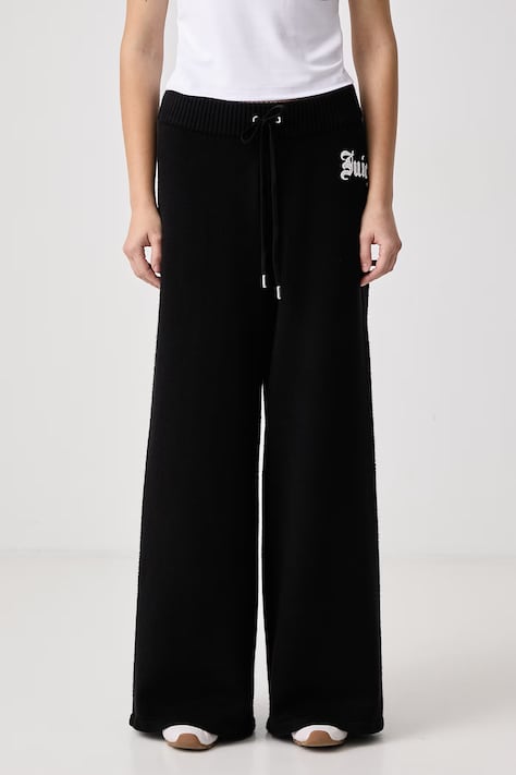 Juicy Couture Спортен панталон дамски с вискоза KNIT JUICY DIAMANTE черен с висока талия JCWBJ226310