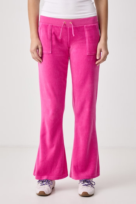 Juicy Couture Παντελόνι επίσημο γυναικείο βελούρ WASHED CAISA ULTRA LOW RISE ροζ χαμηλή JCGBJ226014