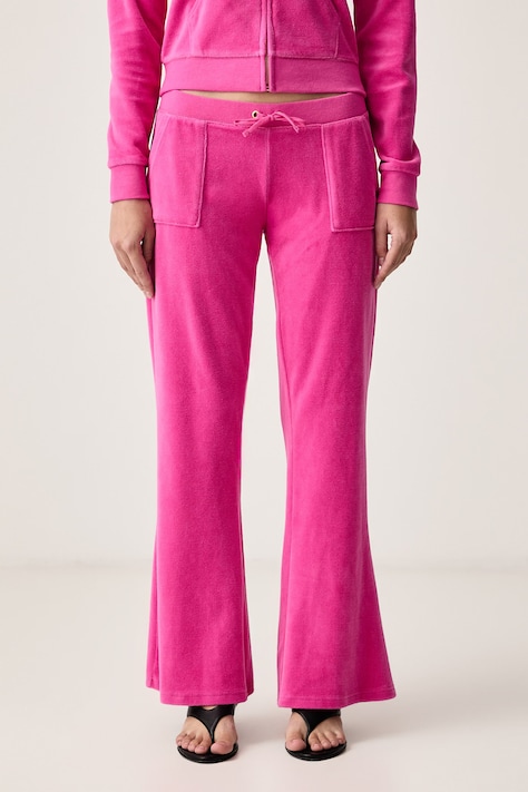 Juicy Couture Pantaloni de trening pentru femei din velur WASHED CAISA ULTRA LOW RISE roz low waist JCGBJ226014