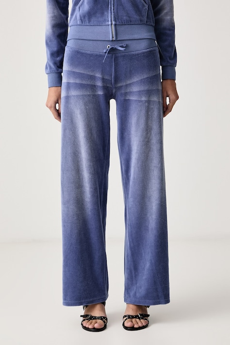 Juicy Couture Tepláky dámské s bavlnou WASHED OG STRAIGHT modré low waist JCDBJ126962
