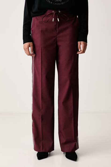 Lola Casademunt Spodnie damskie bordowe high waist MF2614022