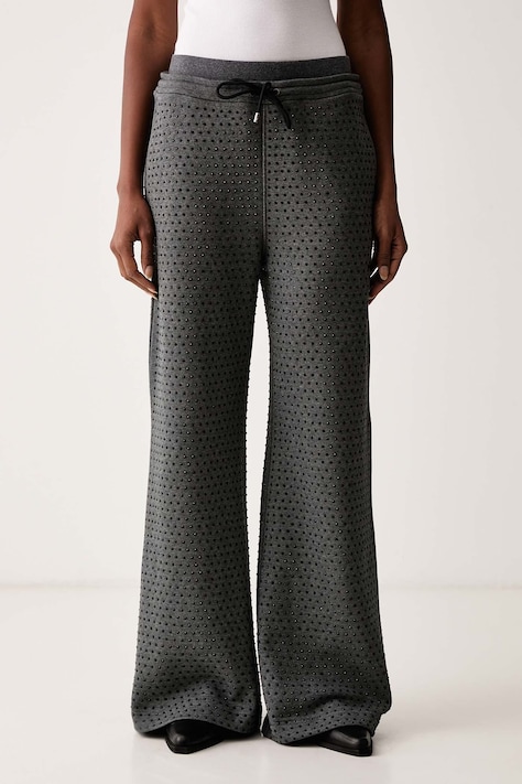 Pinko Spodnie dresowe damskie bawełniane szare high waist 107194 A3GT