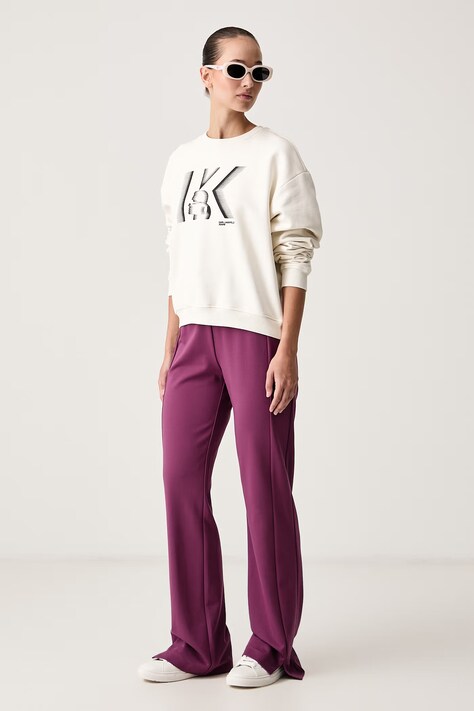 Karl Lagerfeld Jeans штани straight жіночі з віскозою — AW26-SPDYTN, бордо — фото 2