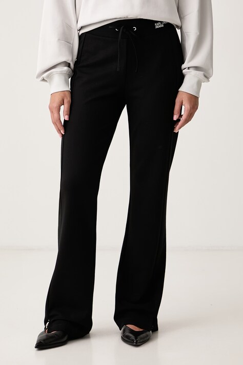 Karl Lagerfeld Jeans Spodnie straight damskie z wiskozą czarne high waist B4W10073