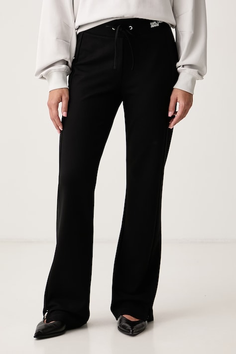 Karl Lagerfeld Jeans Spodnie straight damskie z wiskozą czarne high waist B4W10073