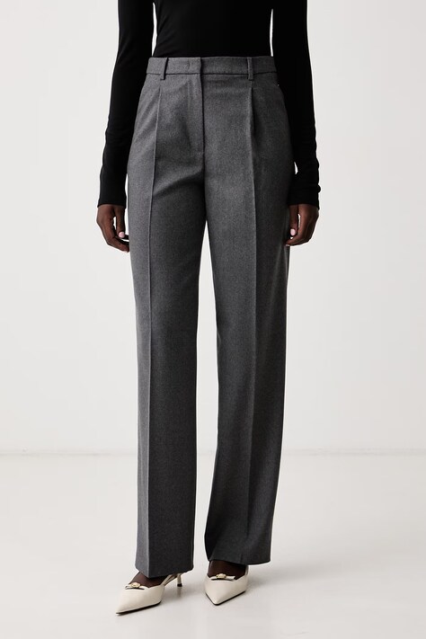 Luisa Spagnoli Spodnie straight damskie z wełną Osiglia szare high waist 543944