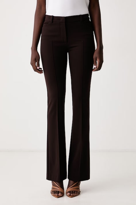 Luisa Spagnoli Spodnie flare damskie z wiskozą Octavia brązowe regular waist 543893