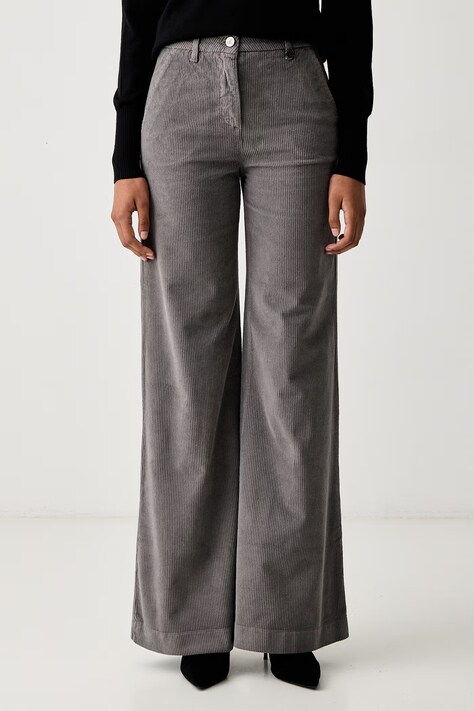Luisa Spagnoli Spodnie damskie sztruksowe Olap szare high waist 543507