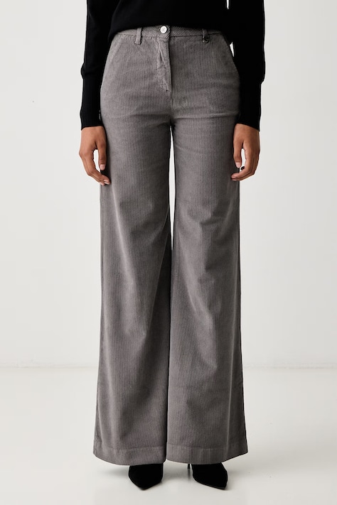 Luisa Spagnoli Spodnie damskie sztruksowe Olap szare high waist 543507