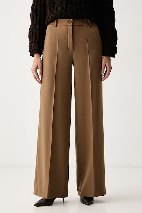 Luisa Spagnoli Spodnie damskie z wełną Occulto brązowe regular waist 543778