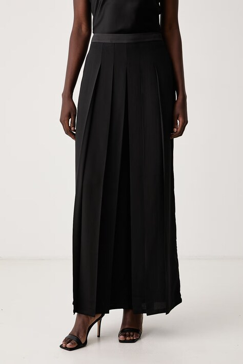 Karl Lagerfeld Pantaloni palazzo pentru femei negri high waist B4W10113