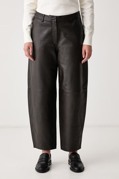 Marc O'Polo Spodnie damskie skórzane brązowe high waist 5000016279
