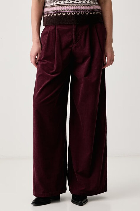 Marc O'Polo Spodnie damskie sztruksowe bordowe high waist 5000012554