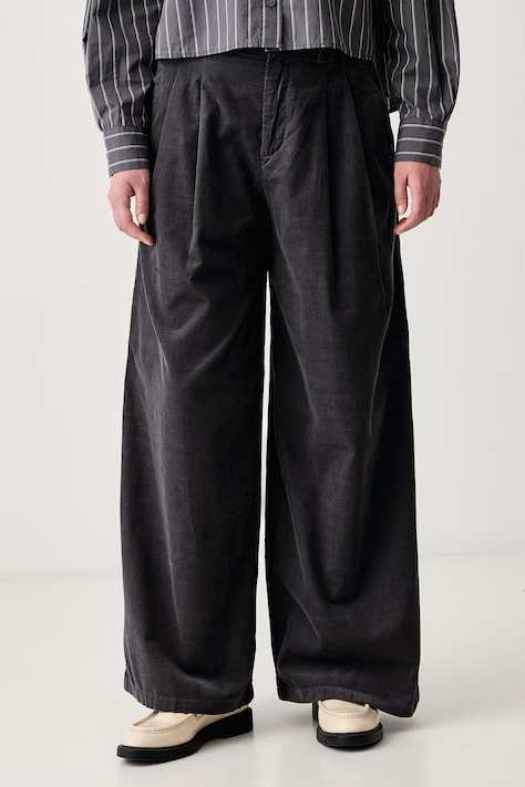 Marc O'Polo Spodnie damskie sztruksowe szare high waist 5000012554