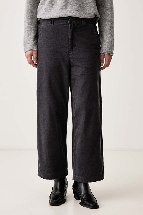 Marc O'Polo Spodnie damskie sztruksowe szare high waist 5000006990