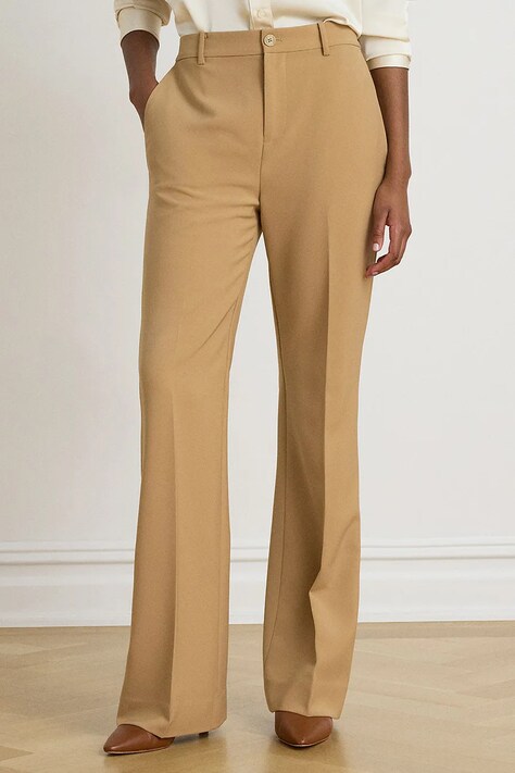 Lauren Ralph Lauren Spodnie straight damskie beżowe high waist 200B36388