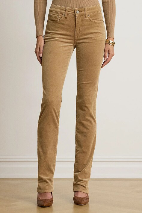 Lauren Ralph Lauren Spodnie damskie sztruksowe beżowe high waist 200B27754