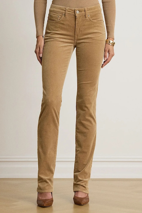 Lauren Ralph Lauren Spodnie damskie sztruksowe beżowe high waist 200B27754
