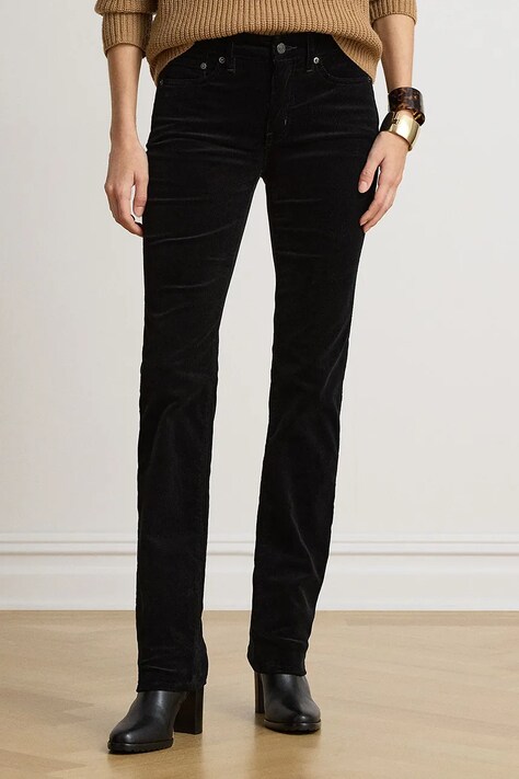 Lauren Ralph Lauren Spodnie damskie sztruksowe czarne high waist 200B27754