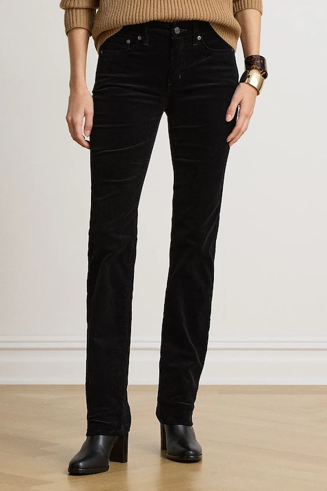 Lauren Ralph Lauren Spodnie damskie sztruksowe czarne high waist 200B27754