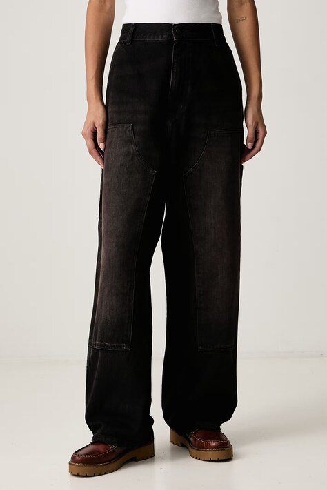 Carhartt WIP Brandon Double Knee Pant jeansy loose damskie czarne I034635