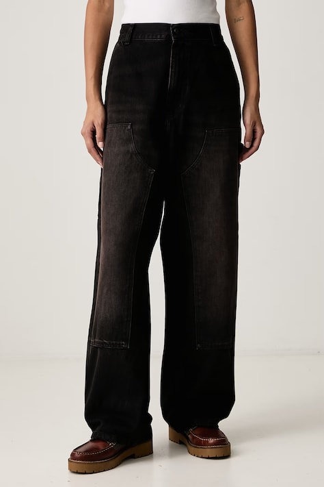 Carhartt WIP Brandon Double Knee Pant jeansy loose damskie czarne I034635